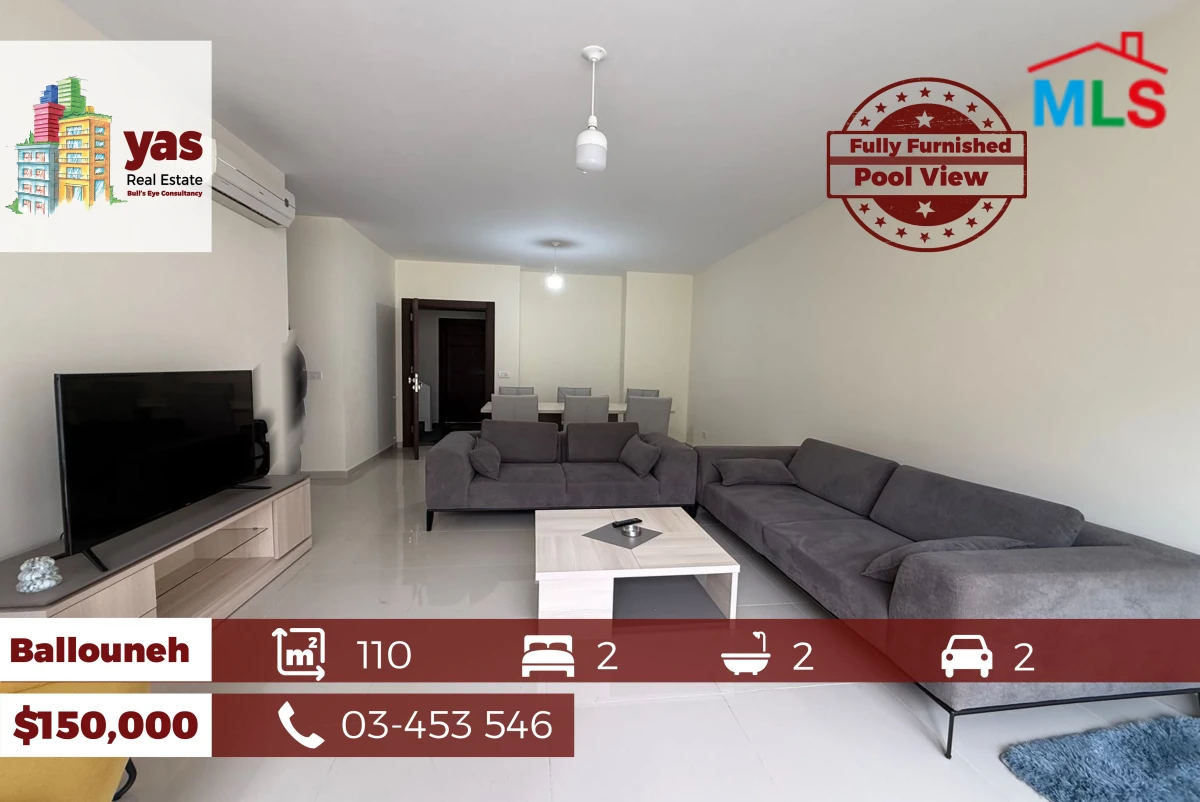 Ballouneh 110m2 | Fully Furnished | Pool View | Gated Community | GB