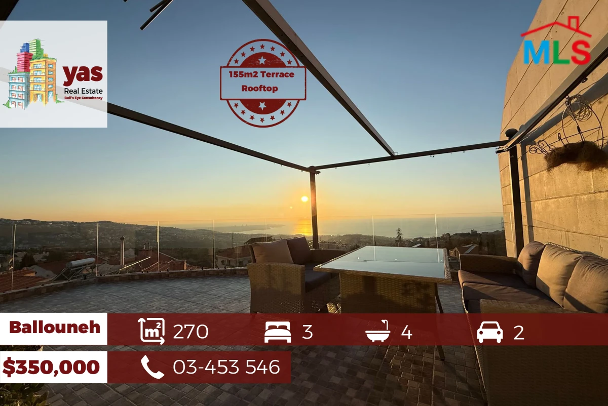 Ballouneh 270m2 | Rooftop | 155m2 Terrace | Prime Location | GT
