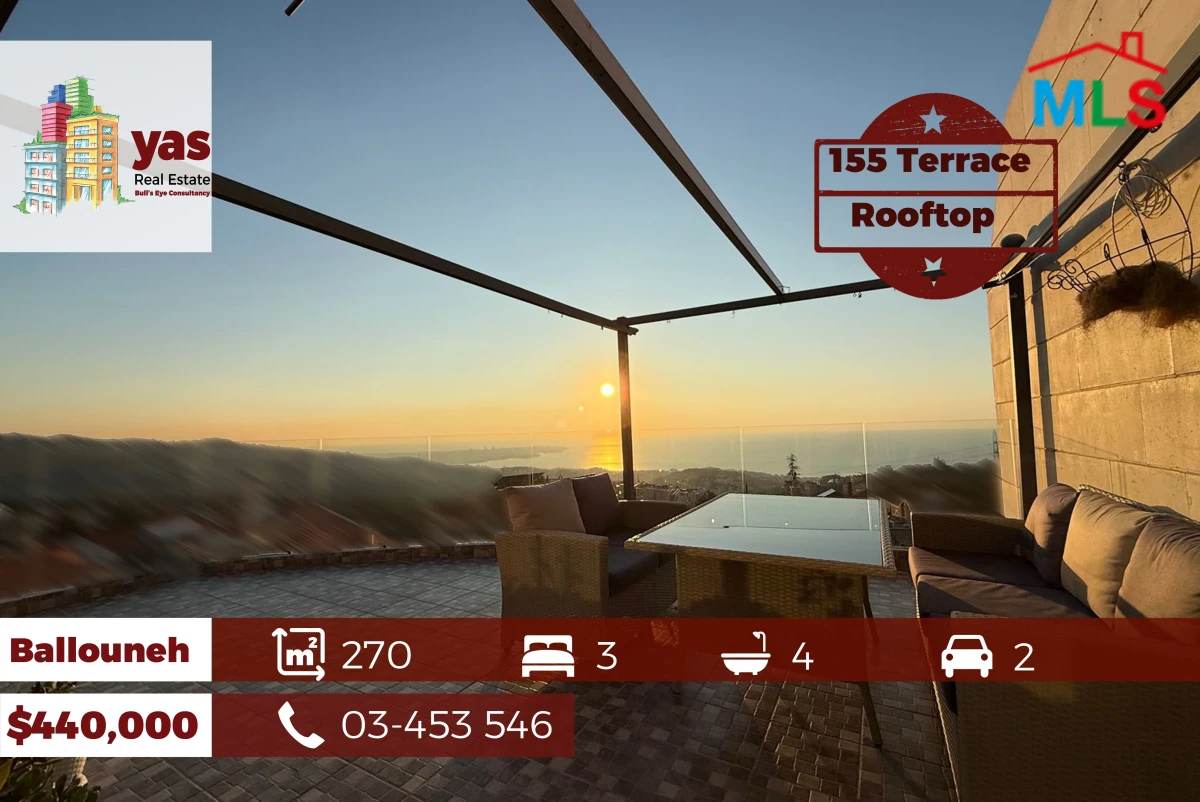 Ballouneh 270m2 | Rooftop | 155m2 Terrace | Prime Location | GT