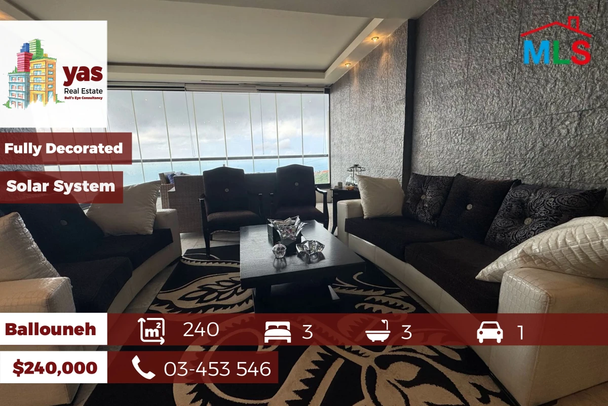Ballouneh 240m2 | Solar System | Panoramic View | Quiet Street | EL