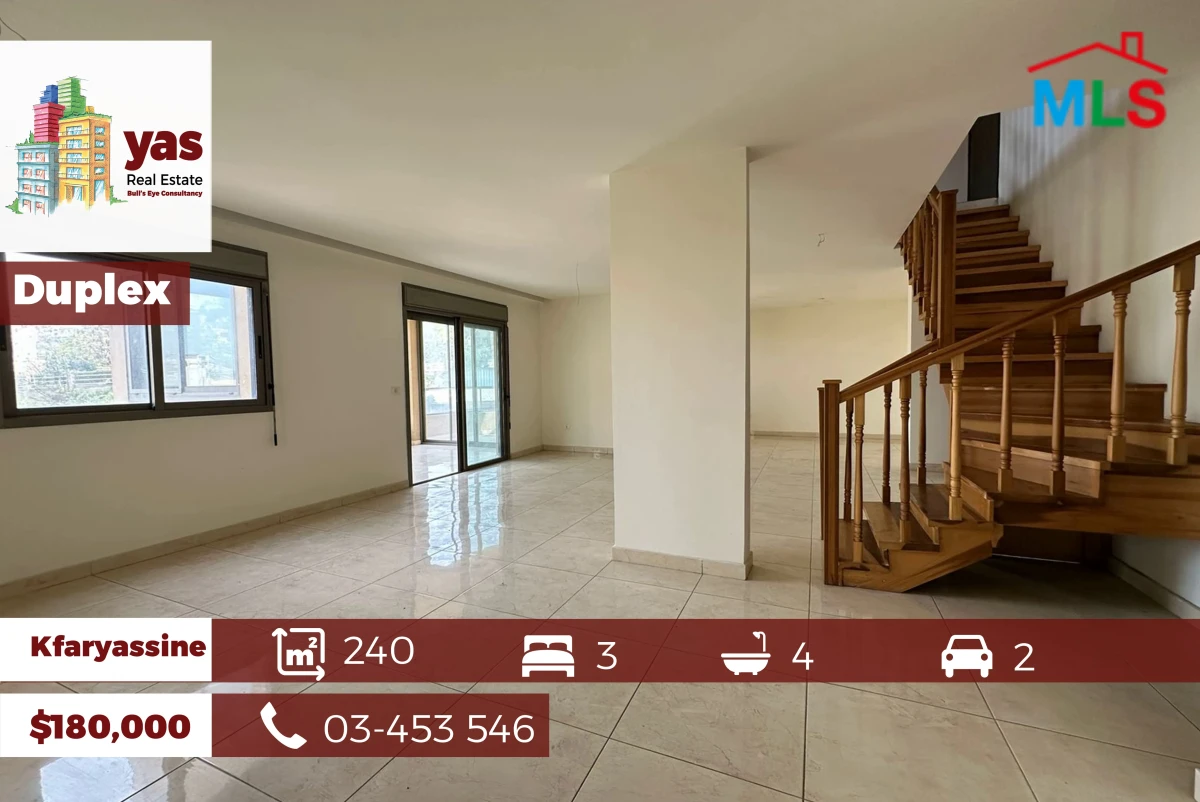 Kfaryassine 240m2 | Duplex | Calm Area | Prime Location | Catch | RA