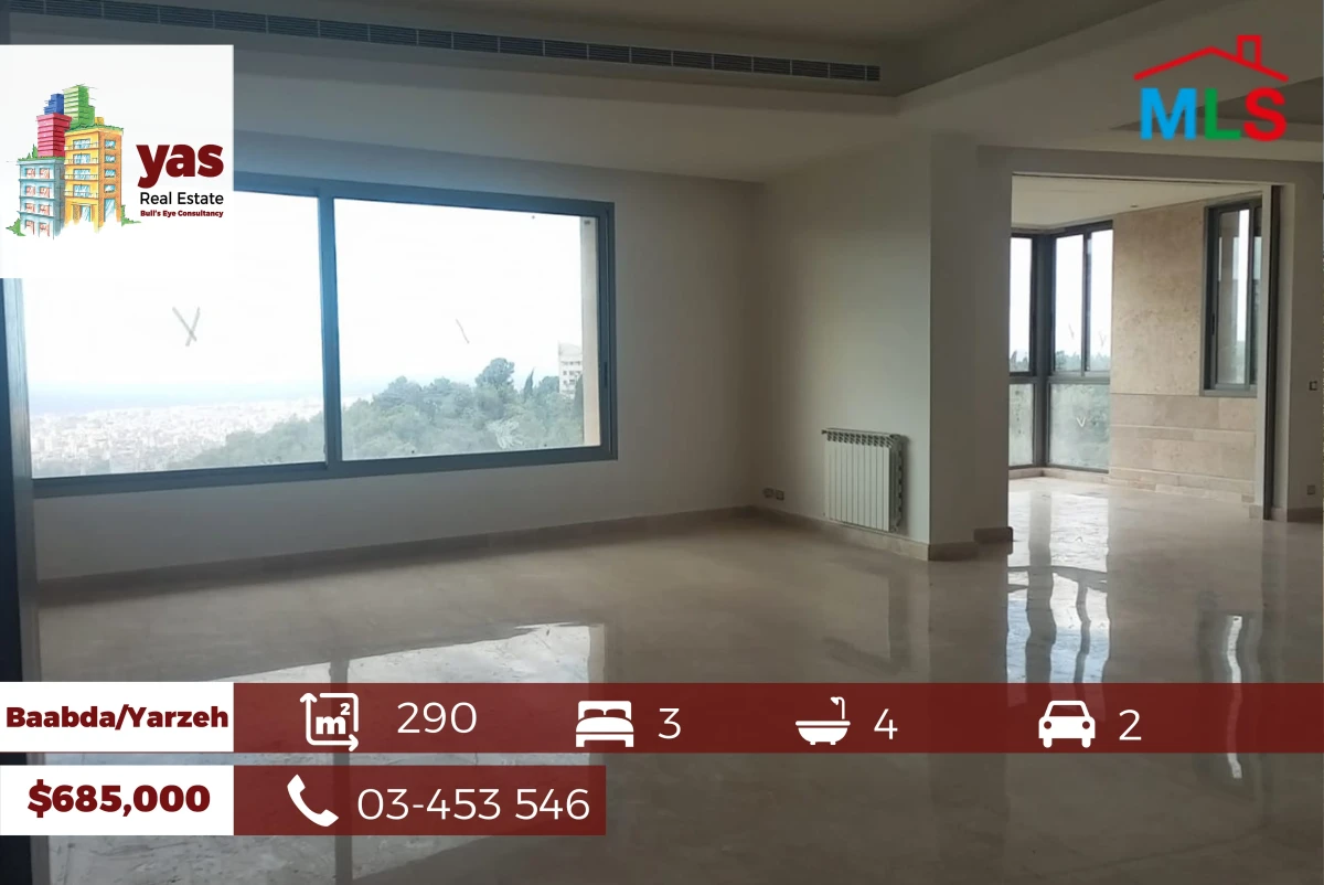 Baabda/Yarzeh 290m2| Brand New | Super Deluxe | Panoramic sea view |PA