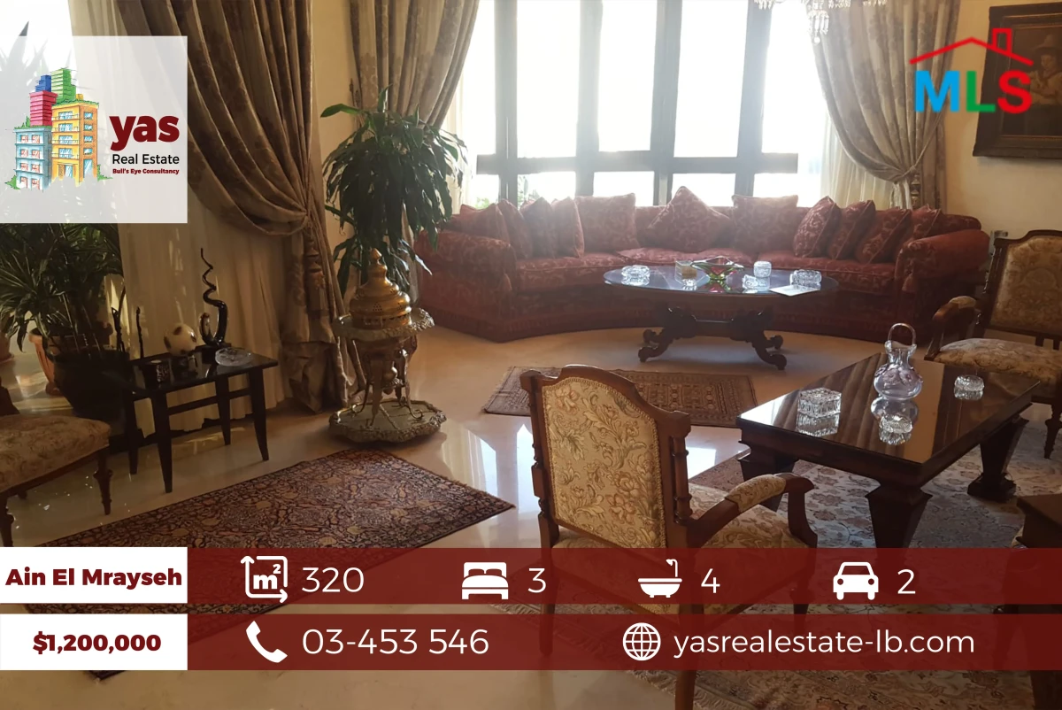 Ain El Mrayseh 320m2 | Good Condition | Prime Location | Sea View | PA