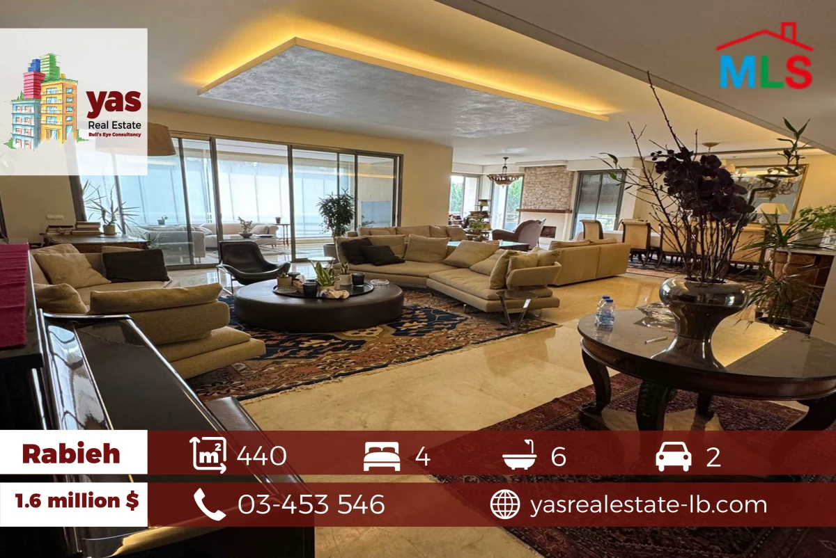 Rabieh 440m2 | 100m2 Garden | Furnished | Classy Apartment | Luxury|CL