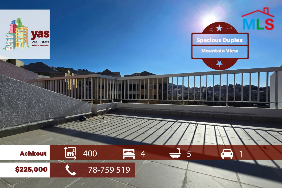 Achkout 400m2 | Spacious Duplex | Mountain View | Prime Area | DA