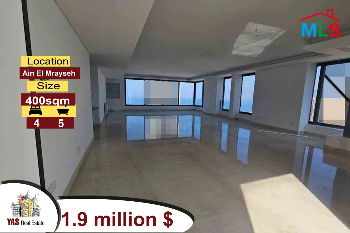 Ain El Mrayseh 400m2 | Ultra Prime Location | High Floor | PA