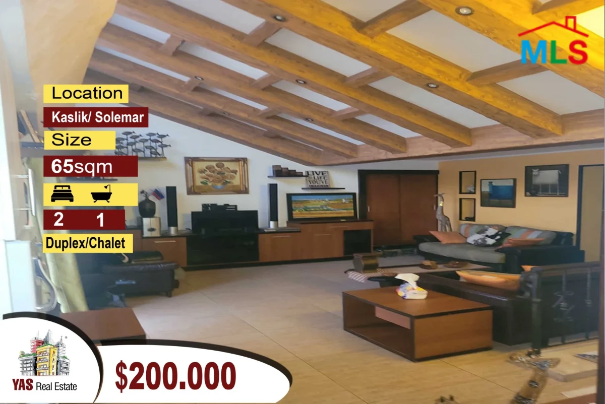 Kaslik / Solemar 65m2 | Chalet/Duplex | Decorated | Pool | AC