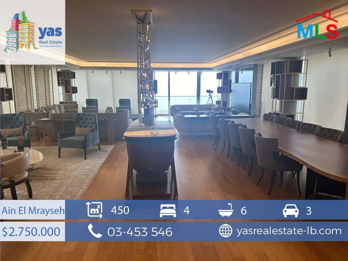 Ain El Mrayseh 450m2 | SEA VIEW | HIGH FLOOR | PRIME LOCATION | PA