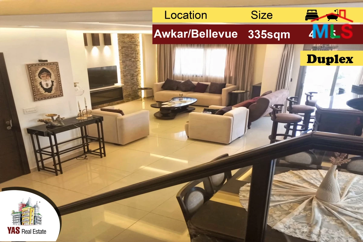 Awkar/Bellevue 335m2 | 120m2 Terrace | Luxury | Decorated | View | PA