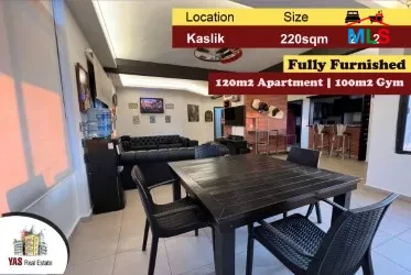 Kaslik 220m2 | 100m2 Gym | Decorated | Furnished | High End | EH