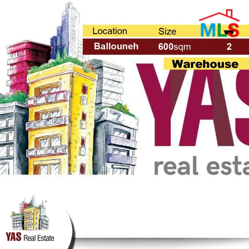 Ballouneh 600m2 Warehouse/Depot | Road Level | New | Catch