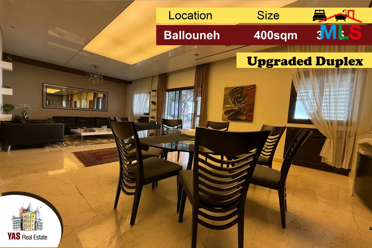 Ballouneh 400m2 | Duplex | Prime Location | Fully Upgraded | AC