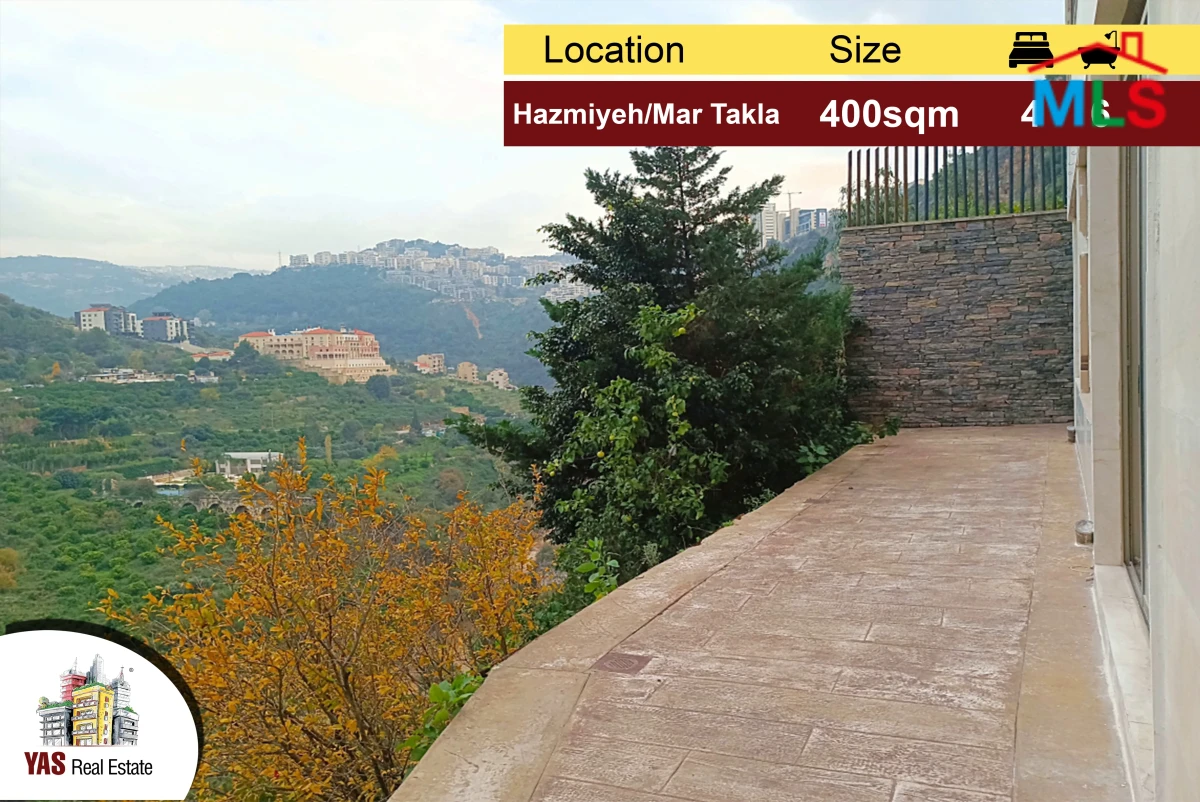 Hazmiyeh/Mar Takla 400m2 | 30m2 Terrace | Calm Area | Open View | PA