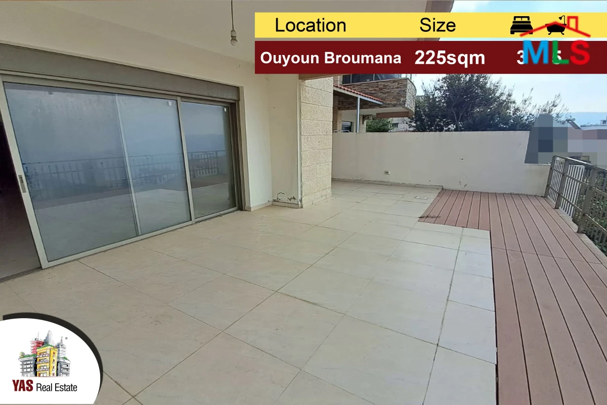 Ouyoun Broumana 225m2 | 100m2 Terrace | Quiet Street | Catch | AMK