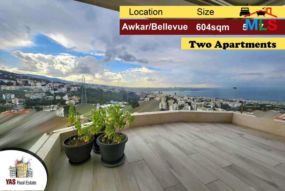 Awkar/Bellevue 604m2 | 2 Apartments | Upgraded | Decorated | PA