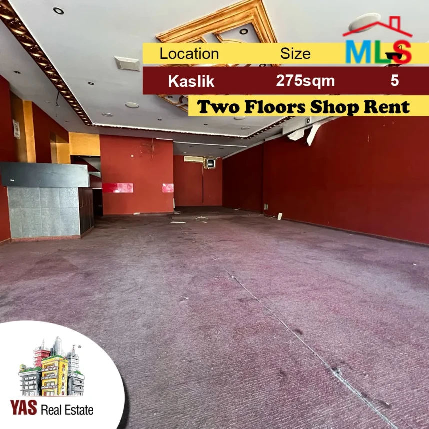 Kaslik 275m2 | Two Floors Shop | Rent | Ideal Investment | EH