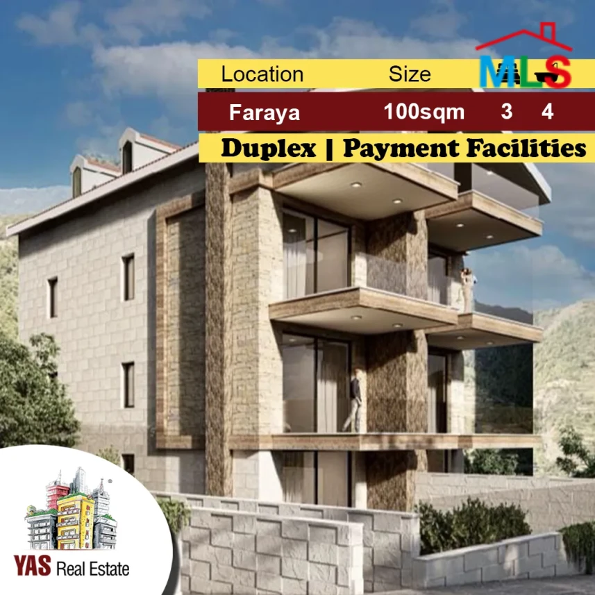 Faraya 100m2 | 135m2 Garden | Duplex | View | Payment Facilities | DA