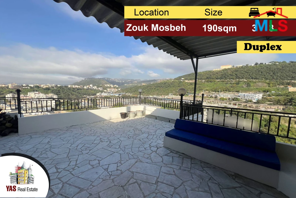 Zouk mosbeh 190m2 | 50m2 Terrace | Duplex | Well Maintained | EL