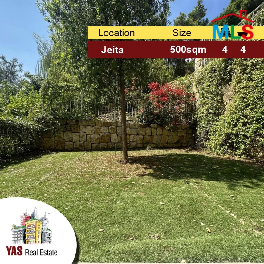 Jeita 500m2 | 320m2 Garden | Villa | Panoramic View | Prime location | MY