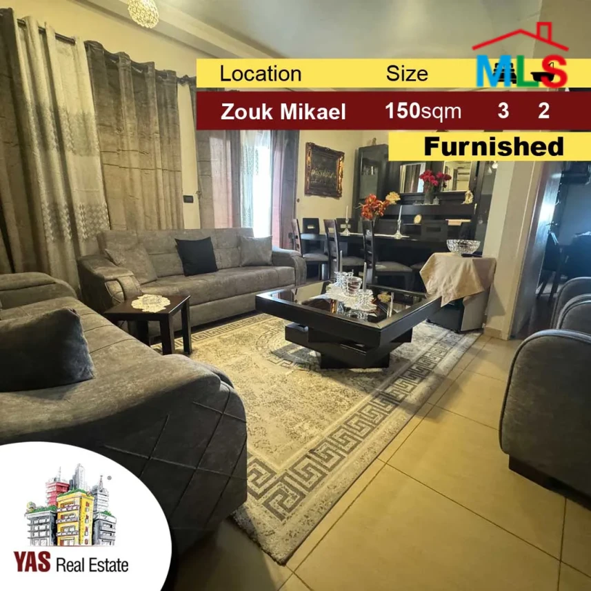 Zouk Mikael 150m2 | Furnished & Equipped | Luxury | City View | EL