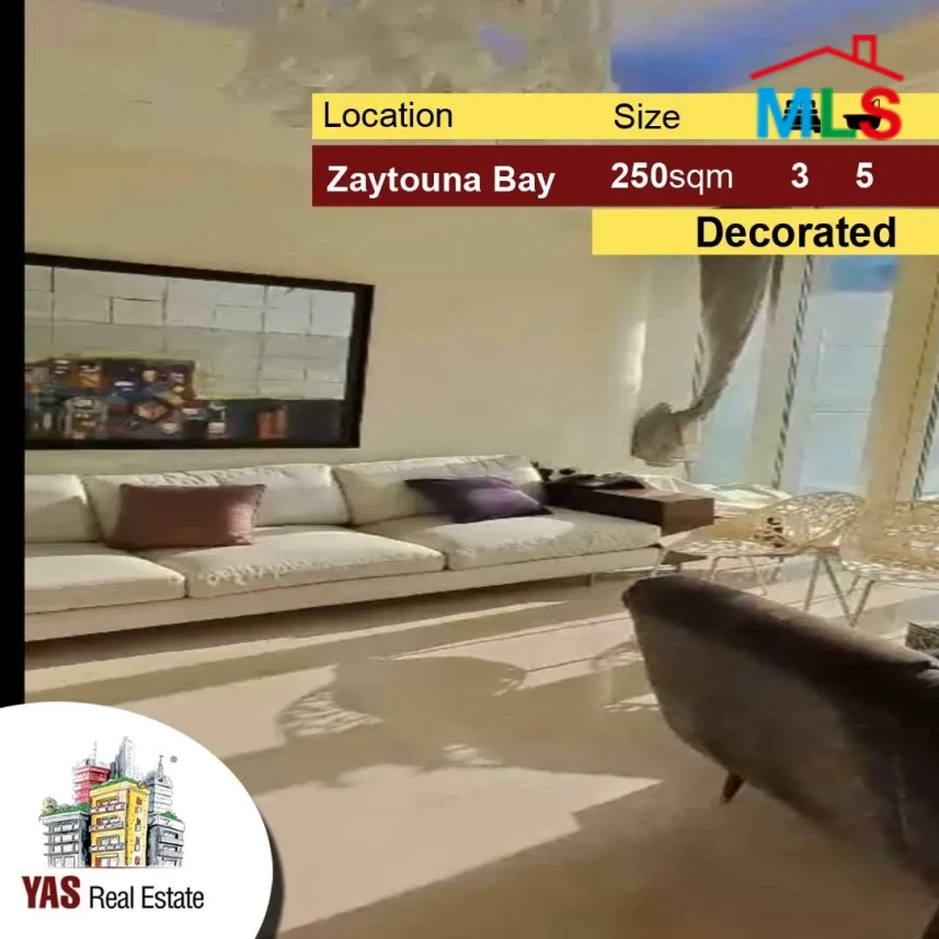 Zaitouna bay 250m2 | Decorated | Super Deluxe | Prime Location | PA