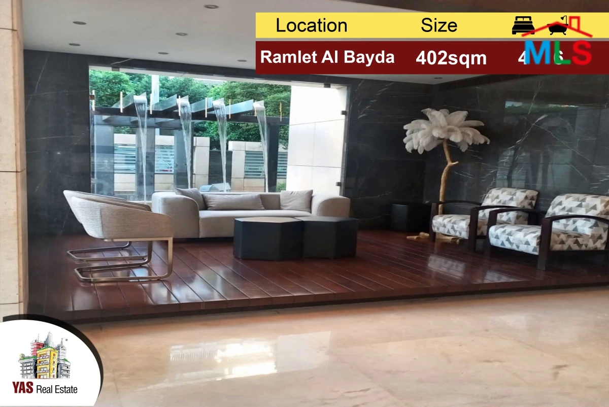 Ramlet al Bayda 402m2 | Open Sea View | Decorated | Quiet Street | PA