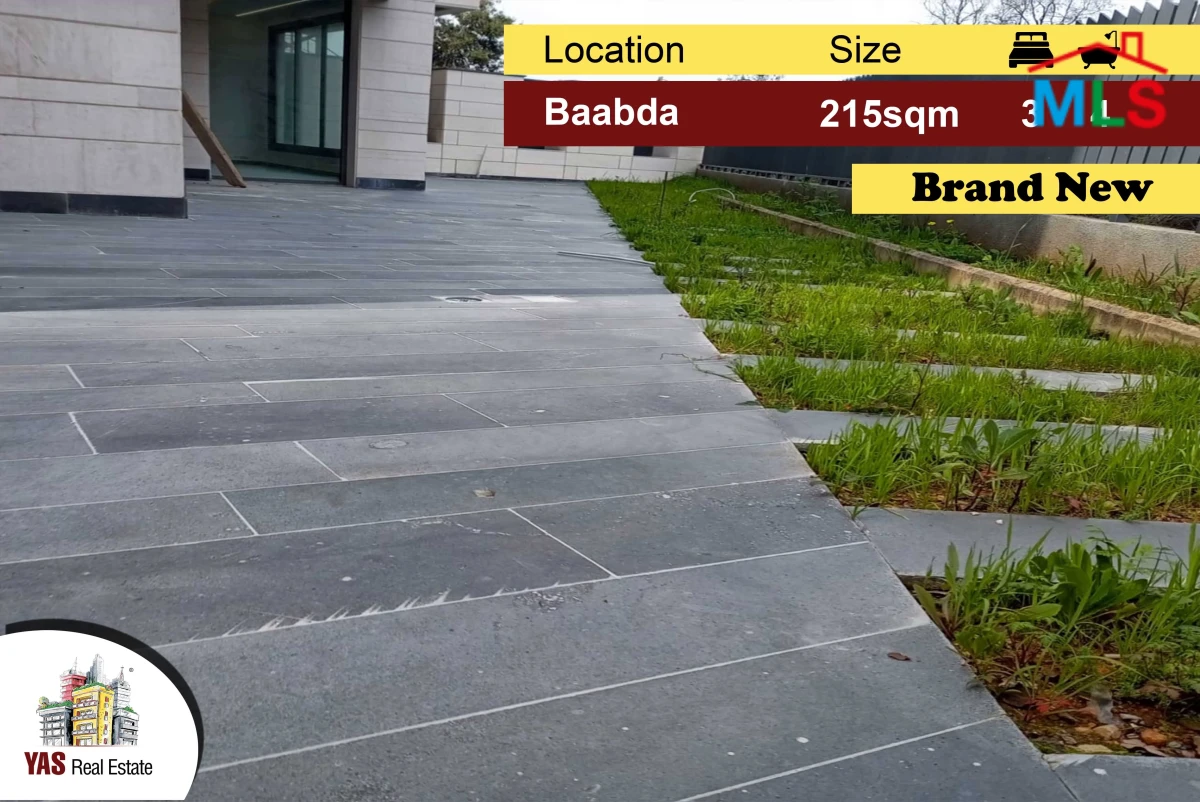 Baabda 215m2 | 170m2 Terrace/Garden | Brand New | Dead End Street | PA