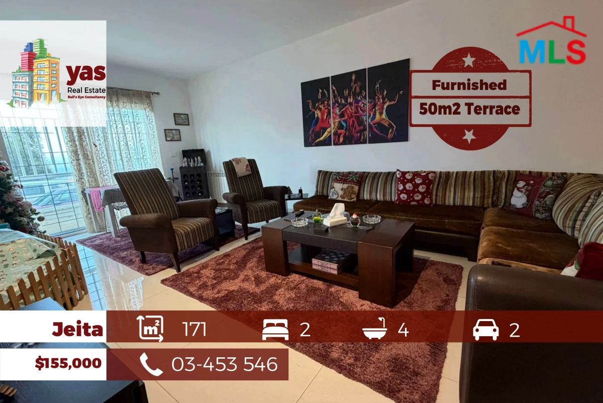 Jeita / Ain El Rihaneh Borders 171m2 + 50m2 Terrace | Furnished