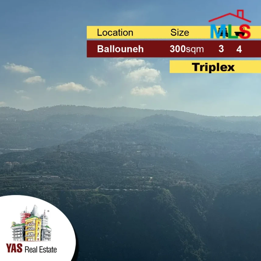 Ballouneh 300m2 | Triplex | Prime Location | Astonishing View | Catch