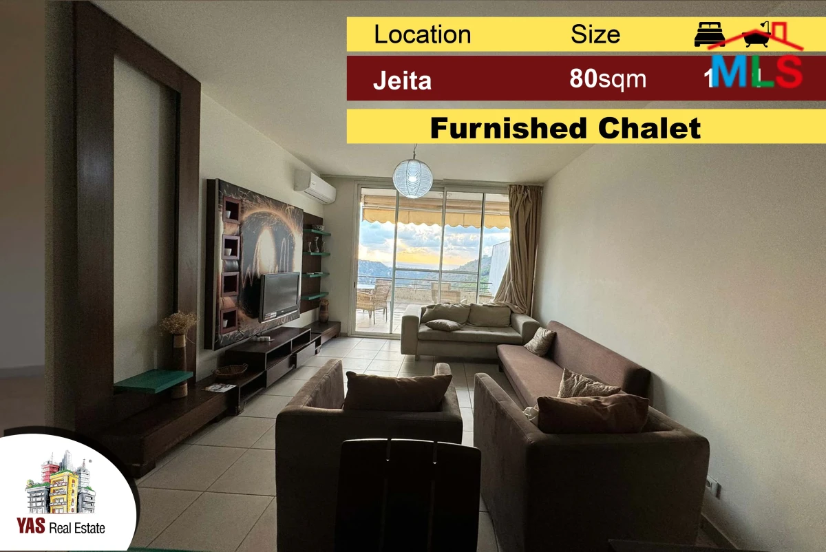Jeita Country Club 80m2 + 20m2 Terrace | Furnished Chalet | Open View