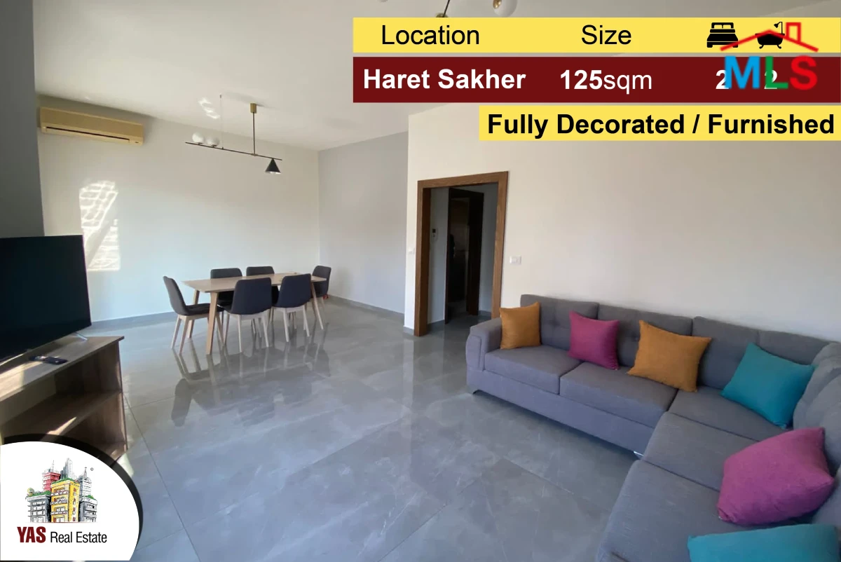 Haret Sakher 125m2 | Partial Sea View | Fully Furnished | Decorated
