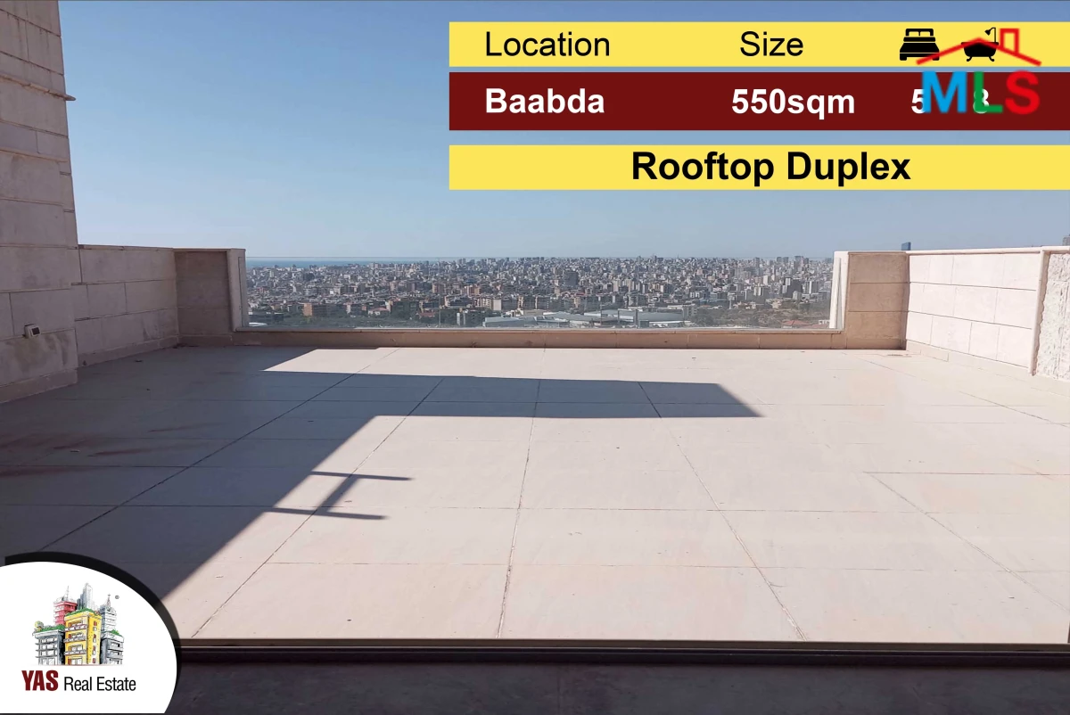 Baabda 550m2 + 45m2 terrace | Rooftop Duplex | Prime Location