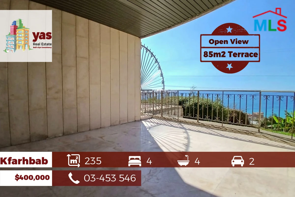 Kfarhbab 235m2 + 85m2 Terrace / Garden | Prime Location | New | View