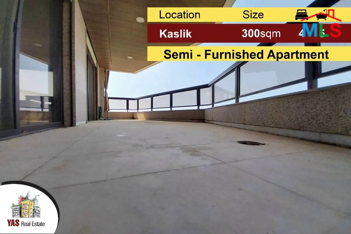 Kaslik 300m2 | Semi-Furnished | Spacious Apartment | Panoramic View