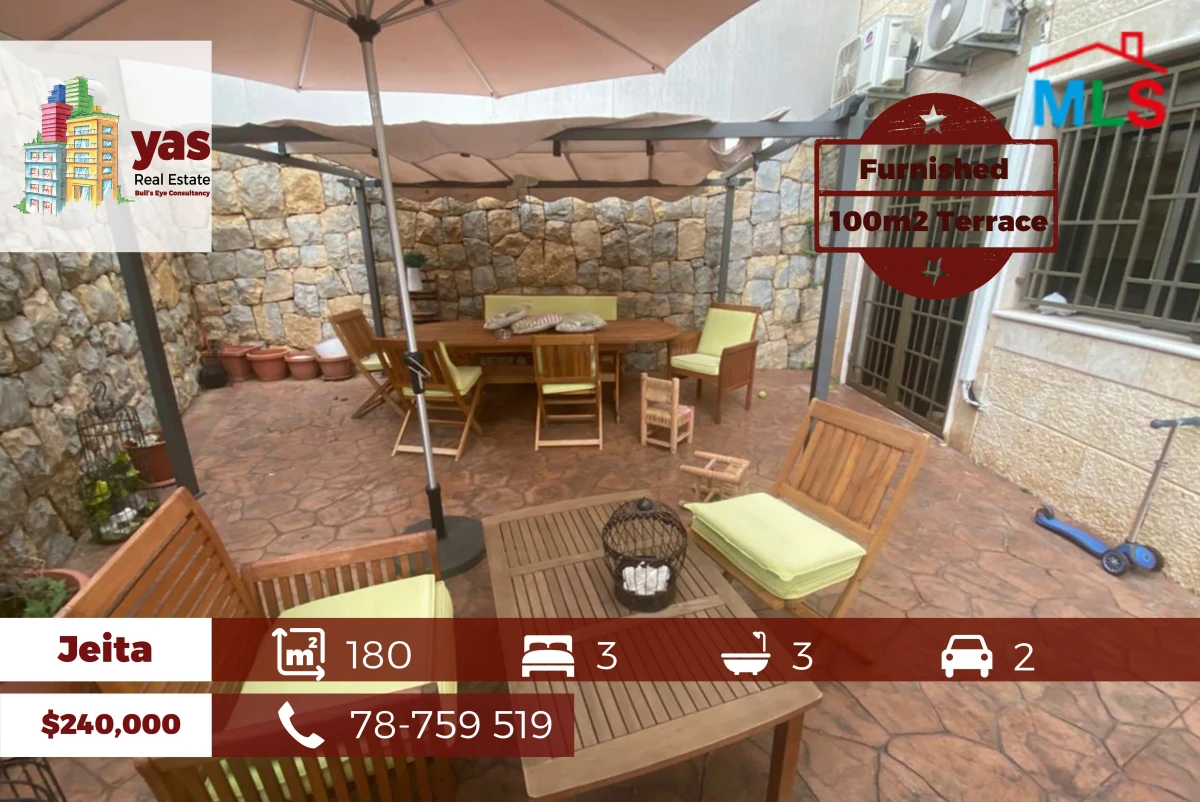 Jeita 180m2 + 100m2 Terrace | Stunning and Unique | Furnished | Luxury