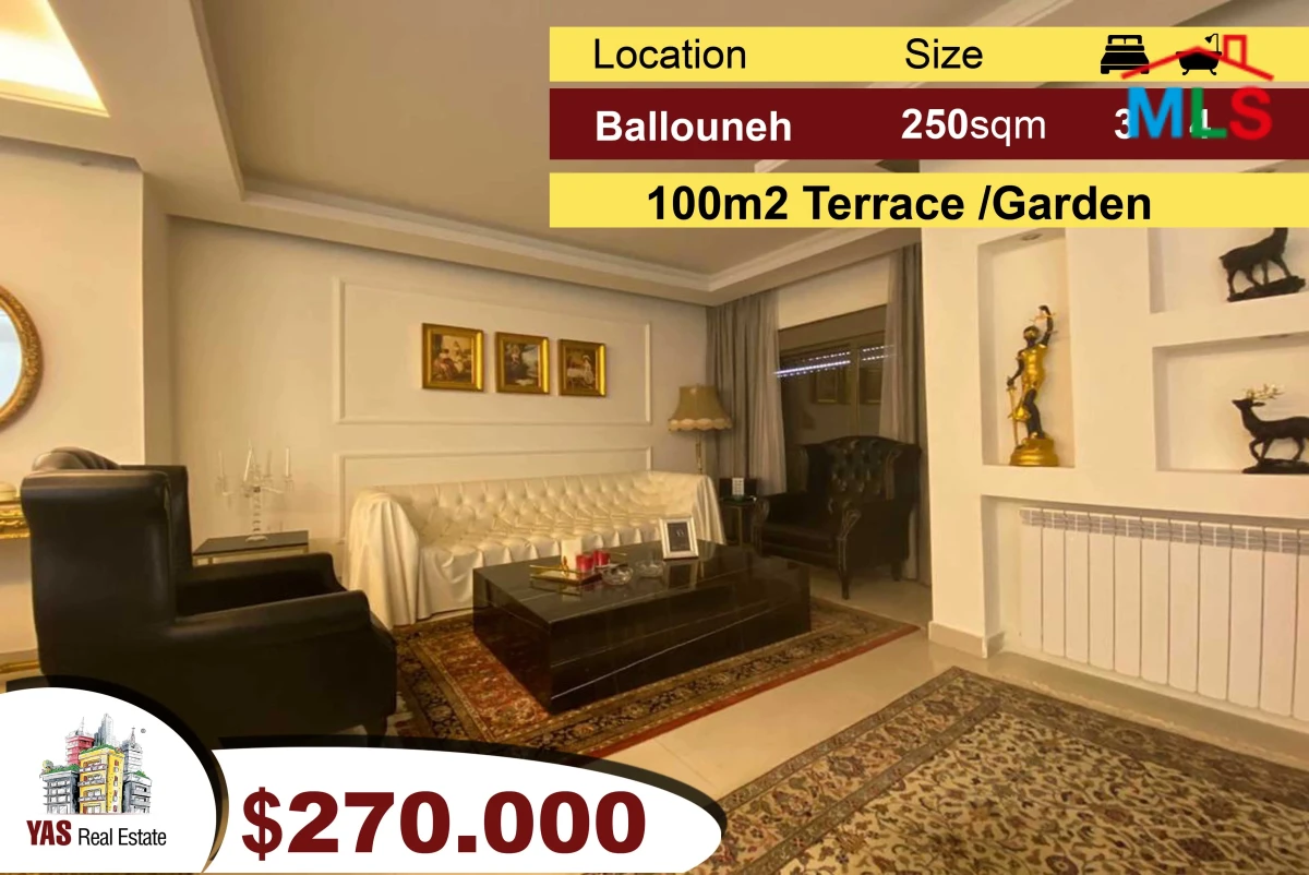 Ballouneh 250m2 + 100m2 Garden | High-End | Private Street | Decorated