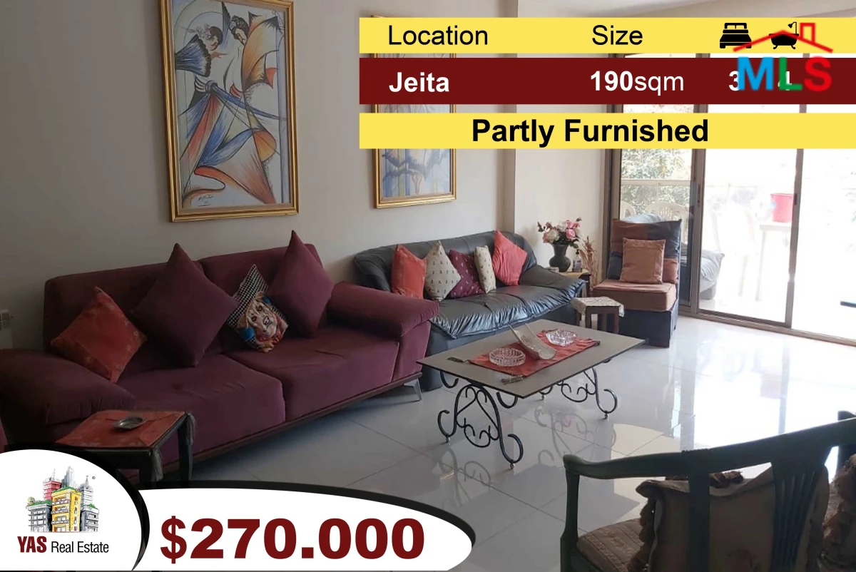 Jeita 190m2 + 350m2 Garden | Mint Condition | Partly Furnished