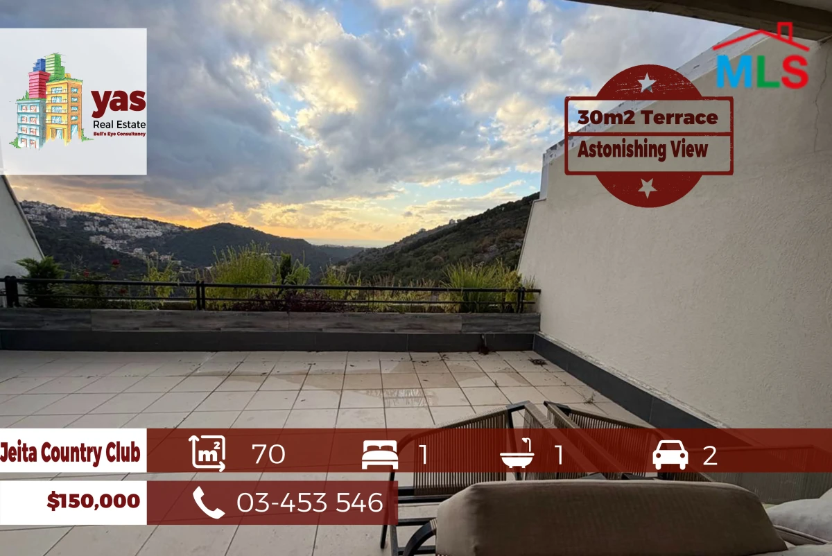 Jeita Country Club 70m2 | 30m2 Terrace | Excellent Condition | Luxury | Panoramic View