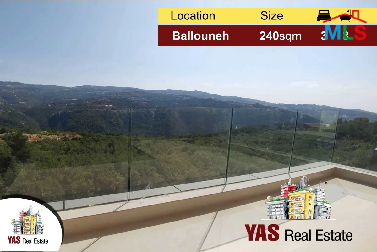 Ballouneh 240m2 Duplex | New | Panoramic View | Private Street