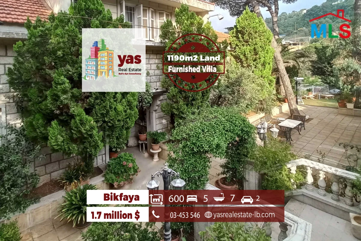 Bikfaya 600m2 | 1190m2 Land | Furnished Villa | Traditional | CHKH