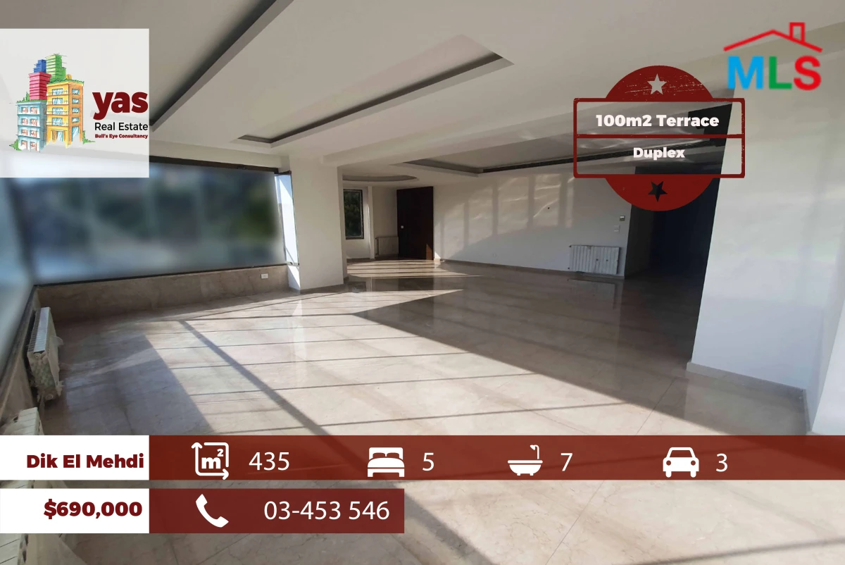 Dik El Mehdi 435m2 | 100m2 Terrace | Rooftop Duplex | High End|CHKH/ST