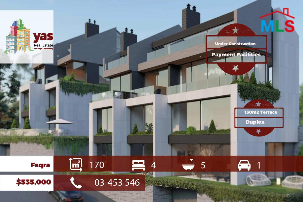 Faqra 170m2 | 130m2 Terrace | Duplex | Under Construction | DA