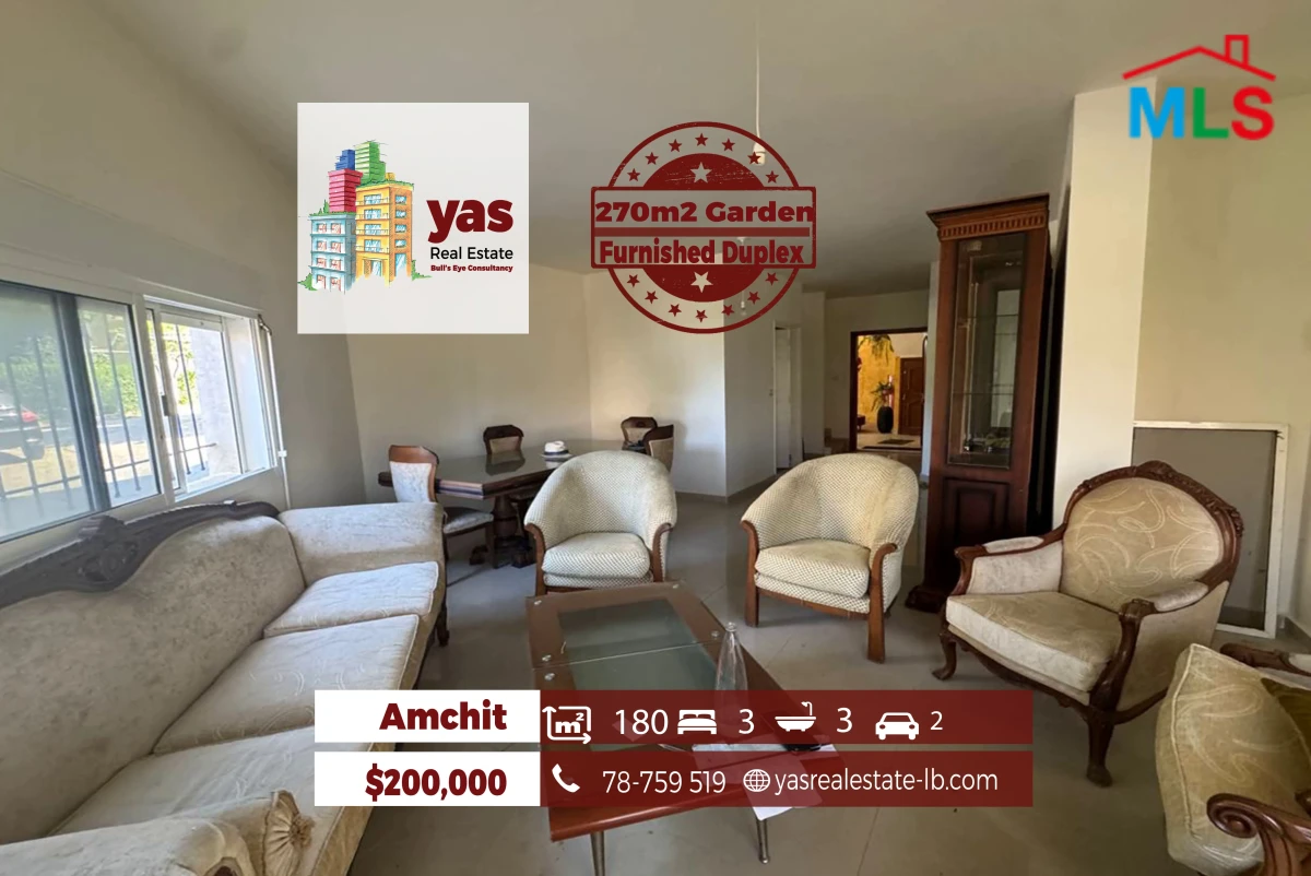 Amchit 180m2 | 270m2 Garden | Furnished Duplex | Lebanese Style | HS