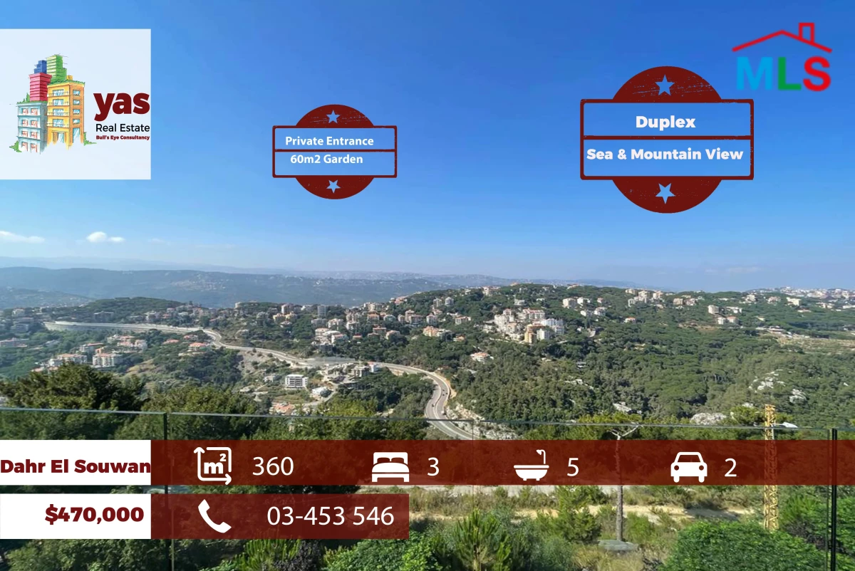 Dahr El Souwan 360m2 | 60m2 Garden | Private Entrance | View | TCH