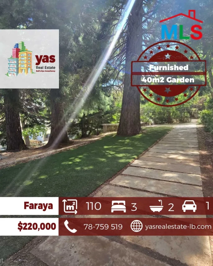 Faraya 110m2 | 40m2 Garden | Common Area | Furnished | View | DA/AA
