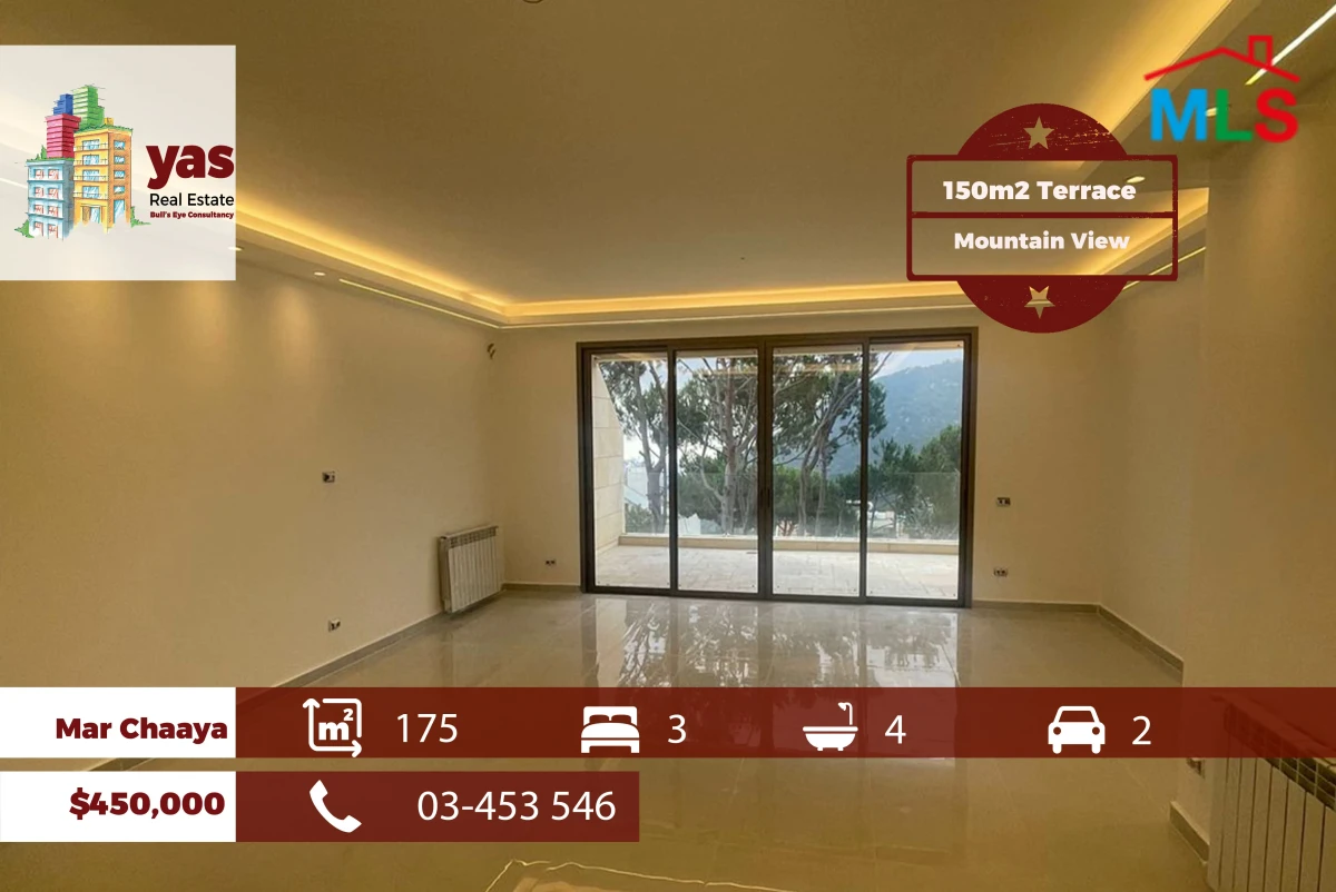 Mar Chaaya 175m2 | 150m2 Terrace | Prime Location | Mountain View |TCH