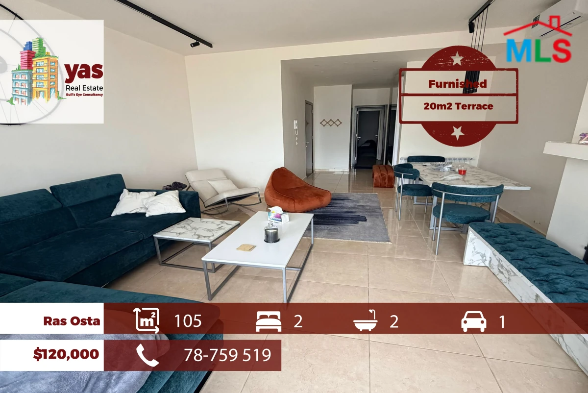Ras osta 85m2 | 20m2 Terrace |Furnished | Calm Area | View | MCH