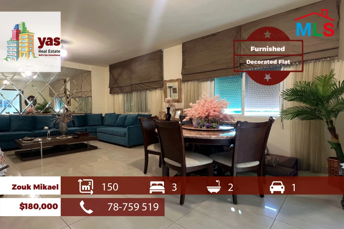 Zouk Mikael 150m2 | Furnished | Prime Location | Decorated | EH/RH