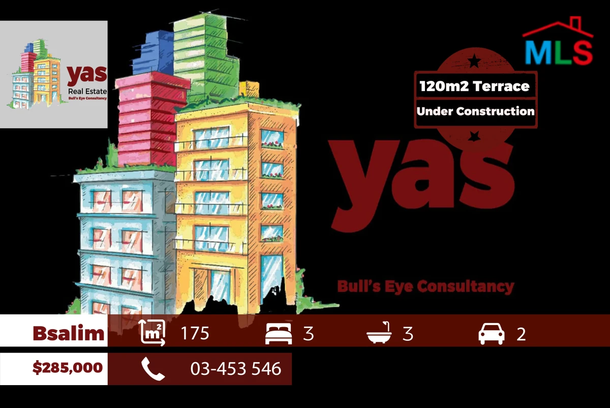 Bsalim 175m2 | 120m2 Terrace | under Construction | Prime Location|PED