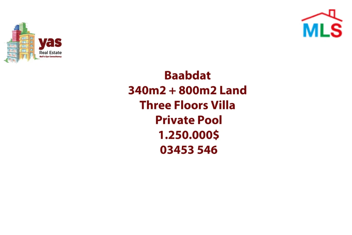 Baabdat 340m2 | 800m2 Land | Prime Location | Garde/terrace | TCH